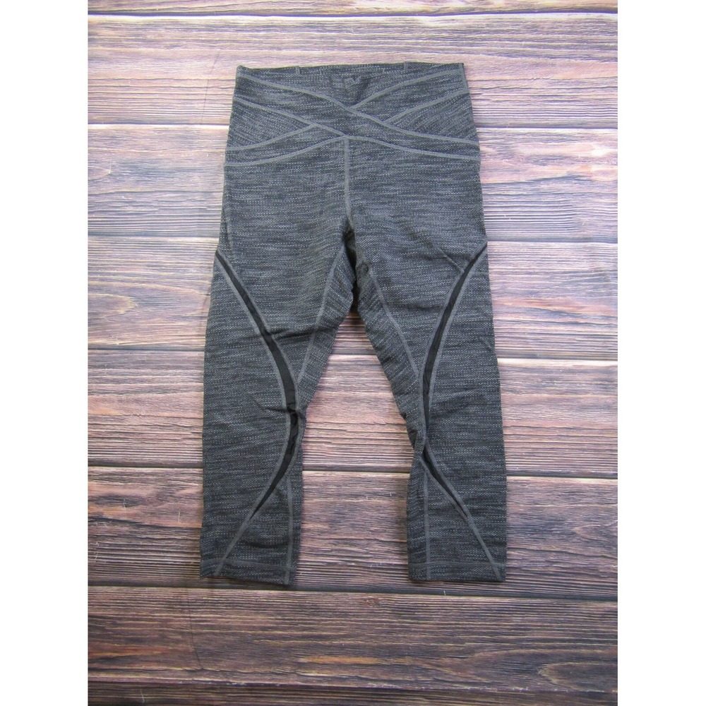 Lululemon Womens Size 8 Gray Black Tight Leggings Yoga‎ Gym Workout Preowned